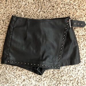 Fake Leather Studded Skort